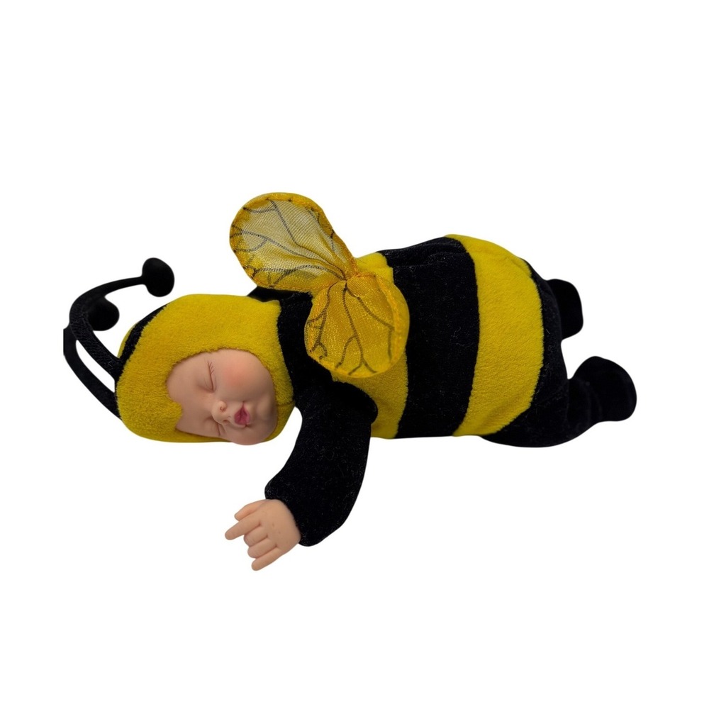 Anne Geddes Bumblebee 1997 Plush Baby Doll 9" Yellow Black  Bean Bag